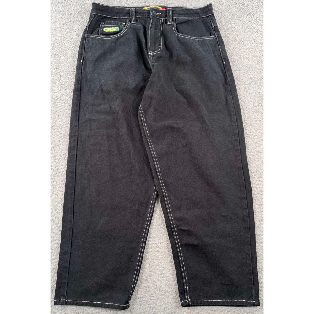 Empyre Jeans Men's 32x27 Black Skater Drawstring Baggy Back Logo Embroidery